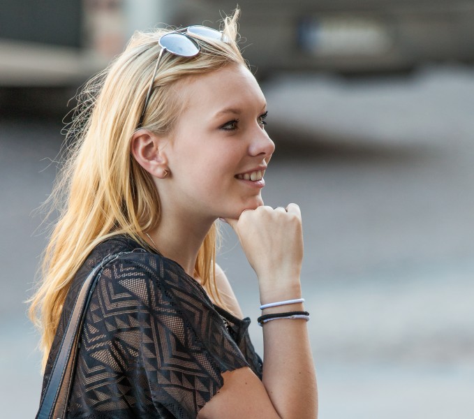 a cute blond girl photographed in Stockholm, Sweden in June 2014, picture 6/26