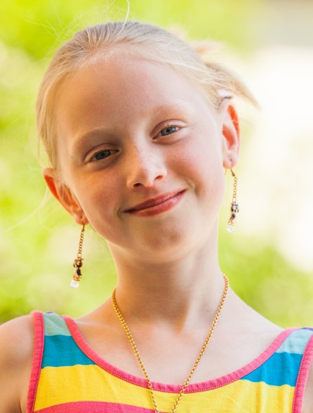 a cute young blond Catholic girl photographed in May 2014, portrait 2/12