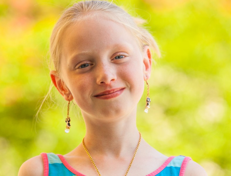 a cute young blond Catholic girl photographed in May 2014, portrait 3/12