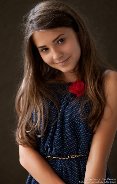 a 14-year-old brunette girl photographed in July 2015, picture 7