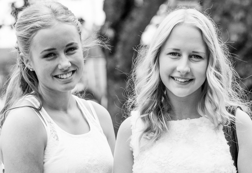 beautiful blond girls in Sigtuna, Sweden in June 2014, picture 4, black and white