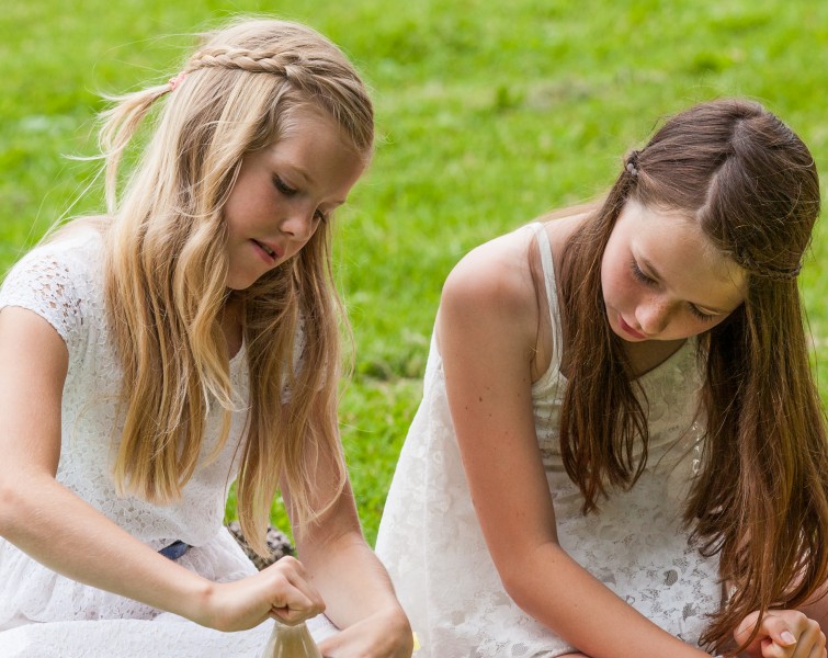two cute girls in Sigtuna, Sweden in June 2014, picture 1 out 4