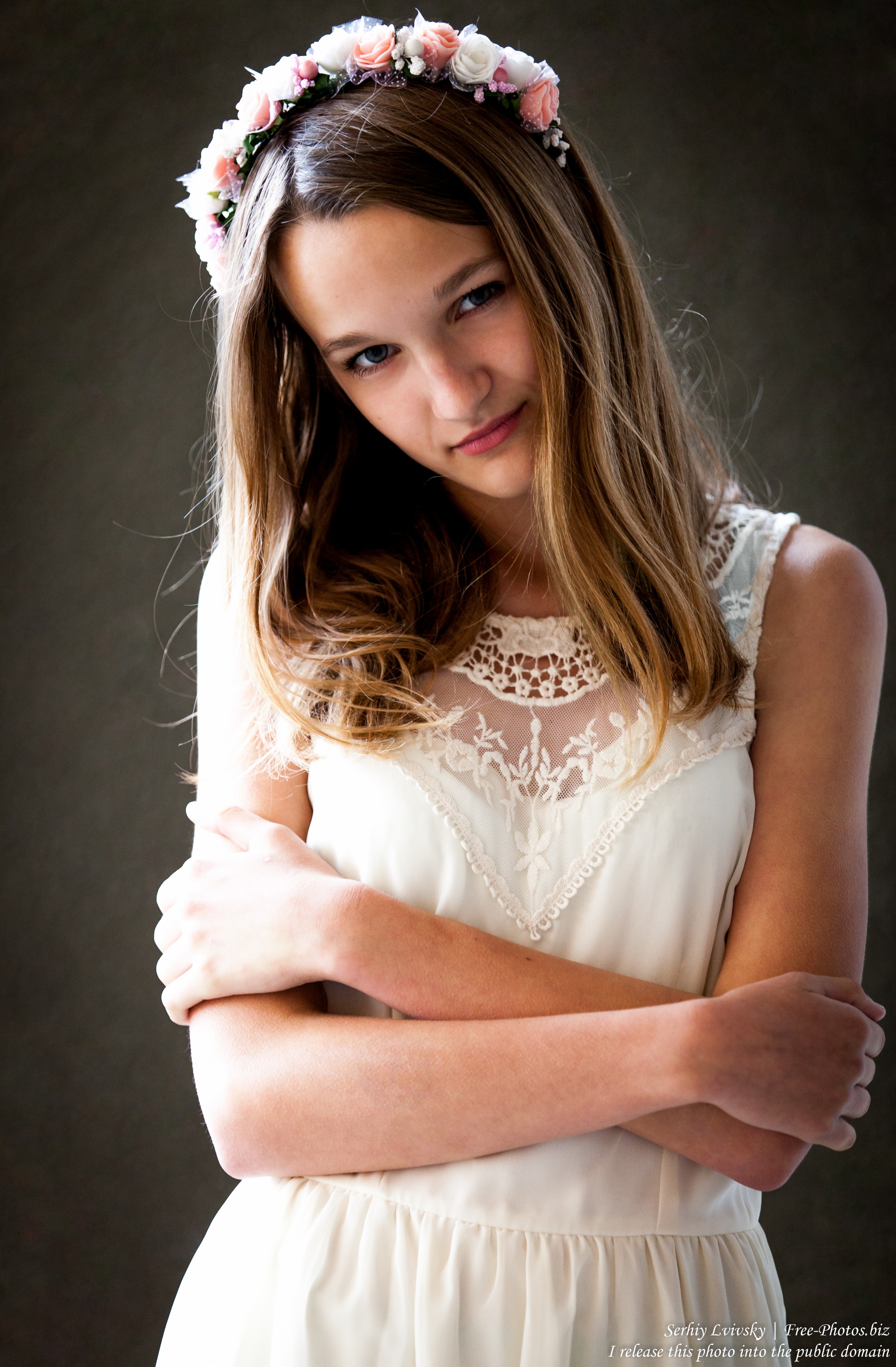 a 13-year-old Catholic girl in a white dress photographed in June 2015, picture 11