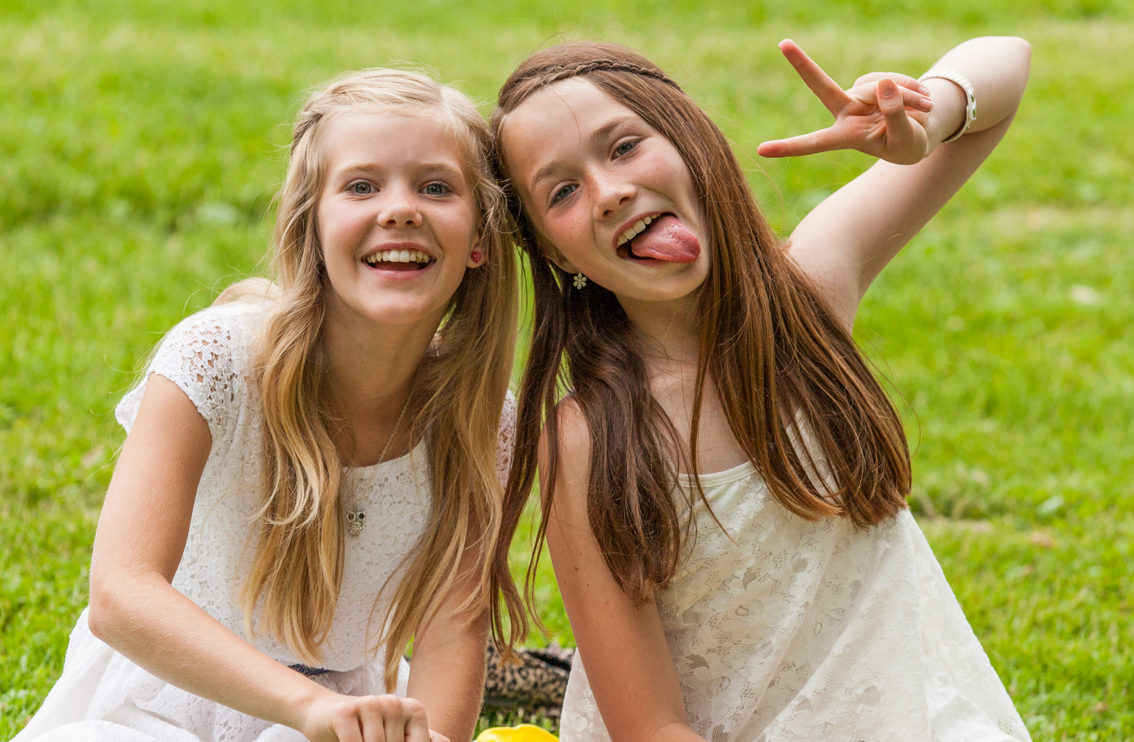 two cute girls in Sigtuna, Sweden in June 2014, picture 2 out 4