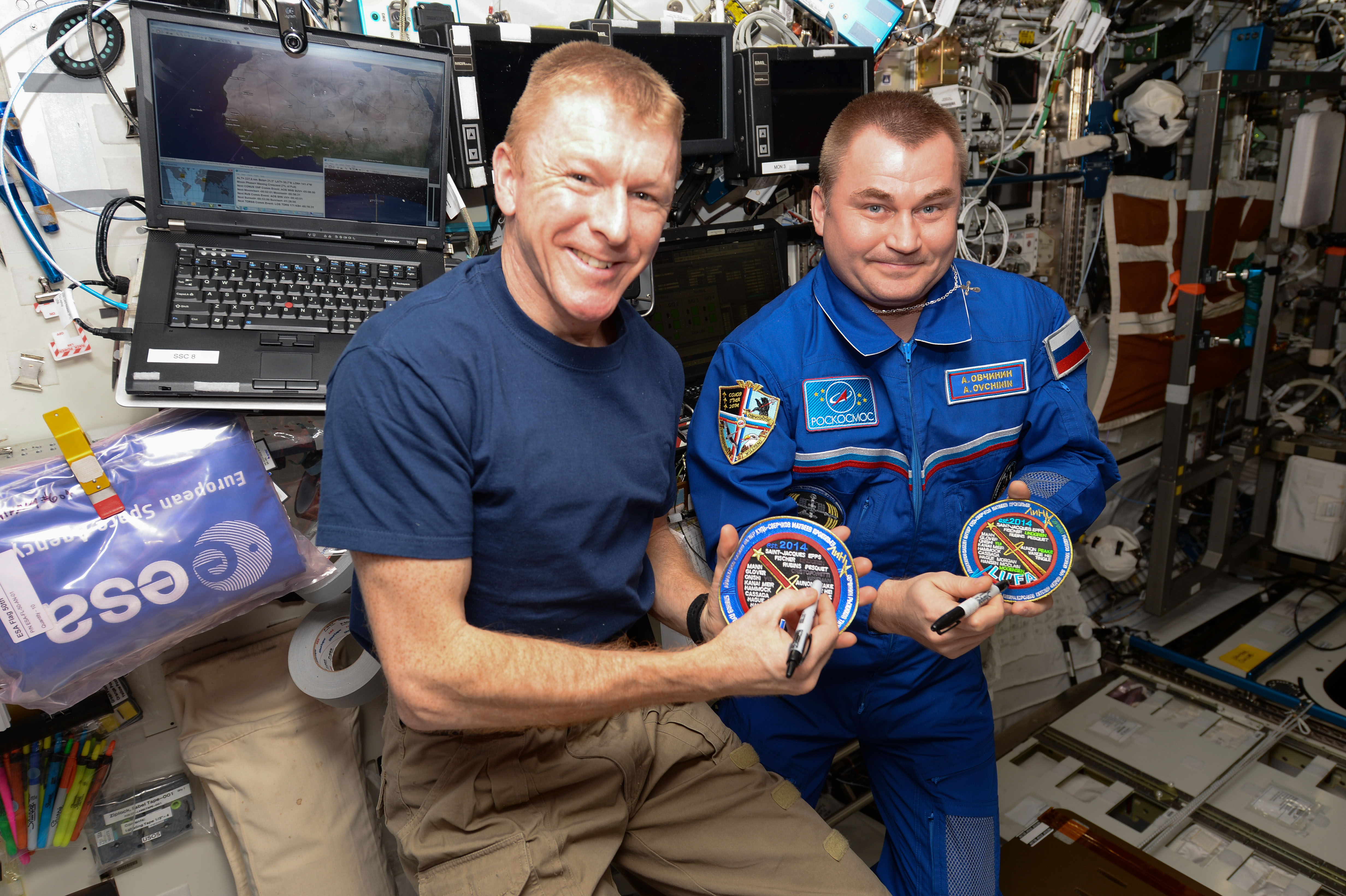 ISS-47 Tim Peake and Alexey Ovchinin in the Destiny lab
