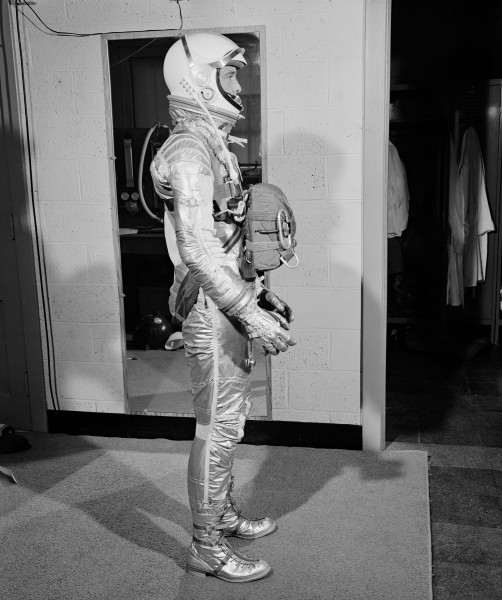 Alan Shepard in MR-3 spacesuit - profile