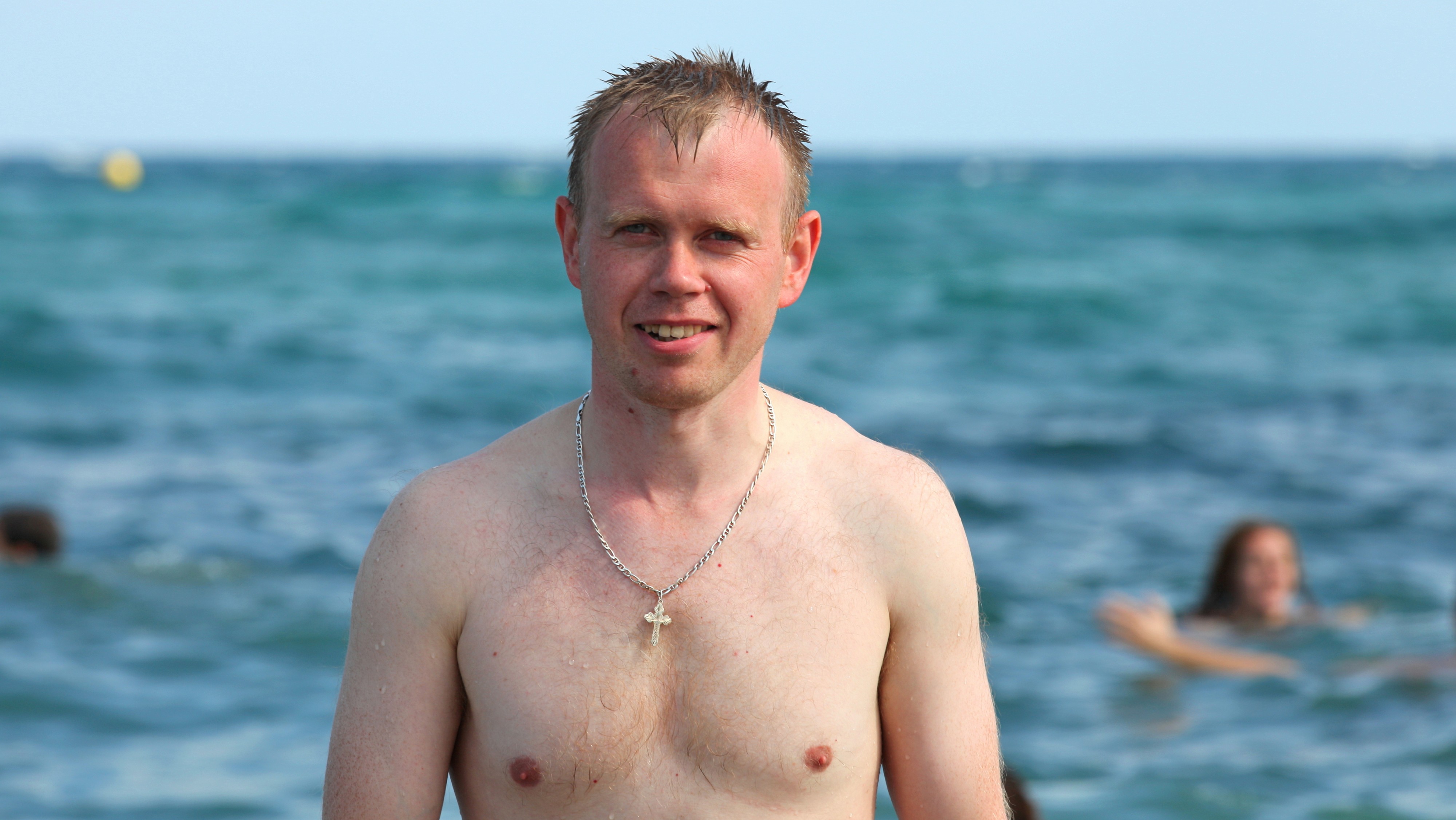 a man at a beach in Barcelona, Spain, August 2013