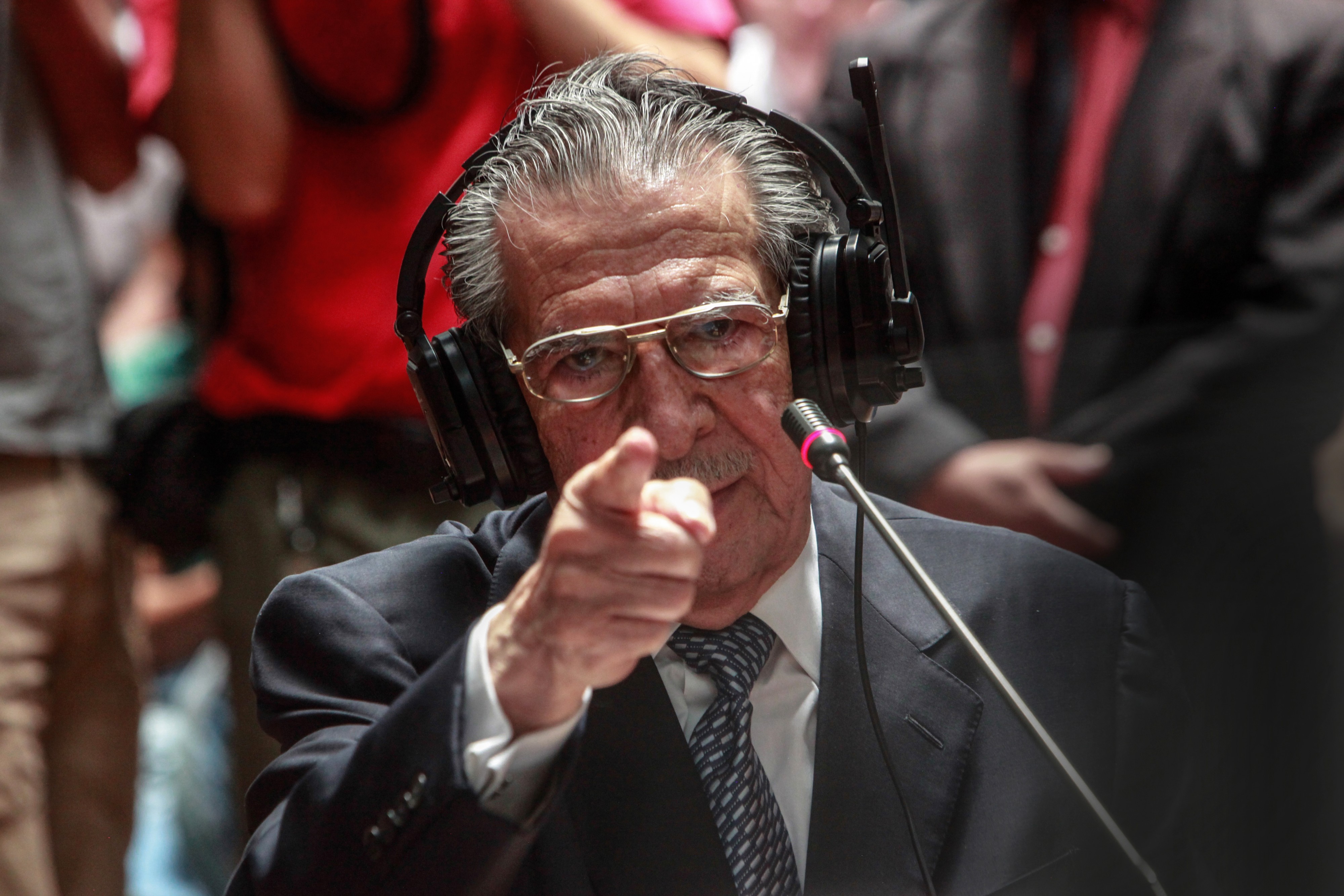 Ex General Efrain Rios Montt testifying during the trial