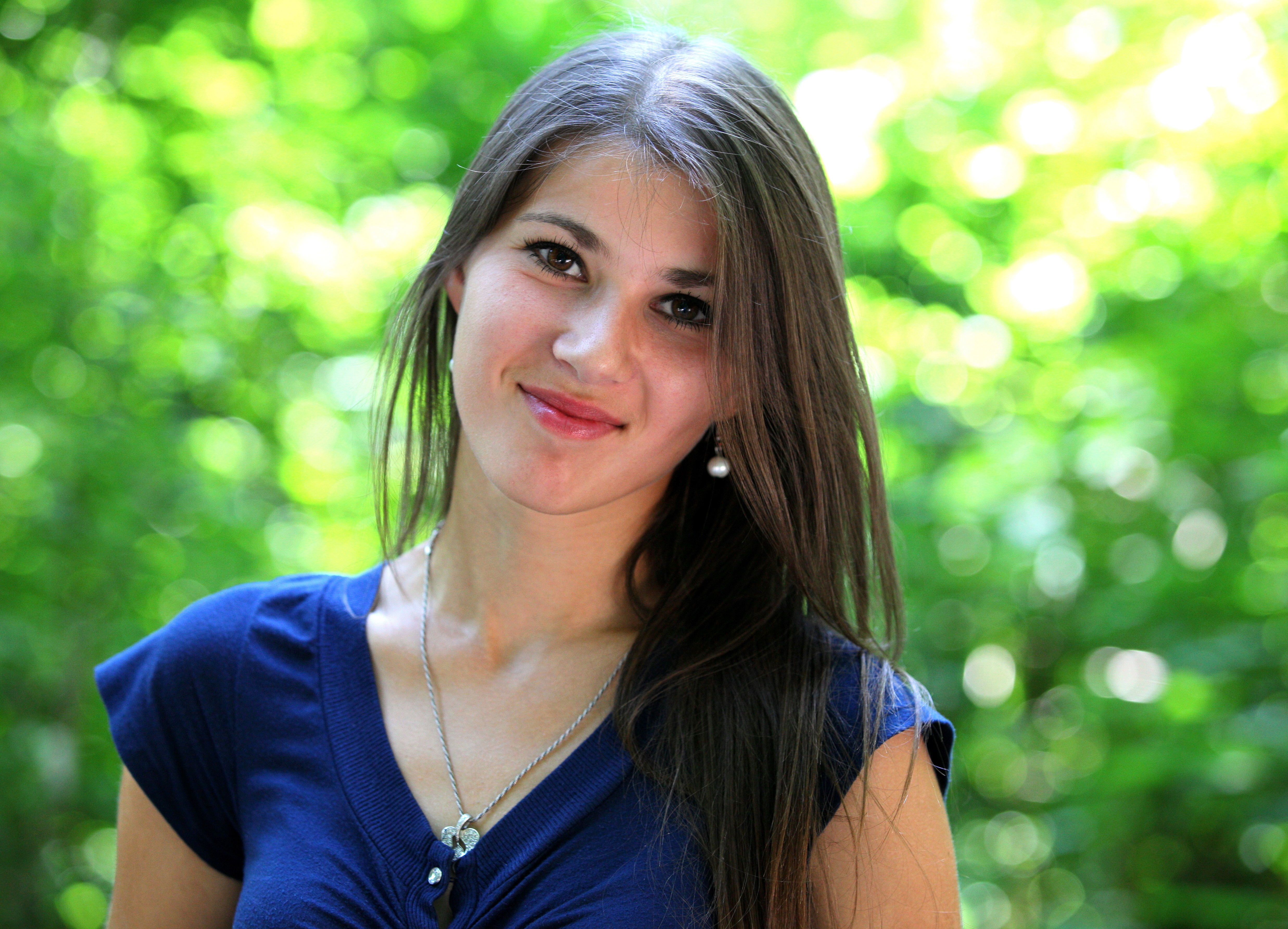 a really attractive brunette girl (a Catholic Christian) photographed in July 2013, portrait 3/15