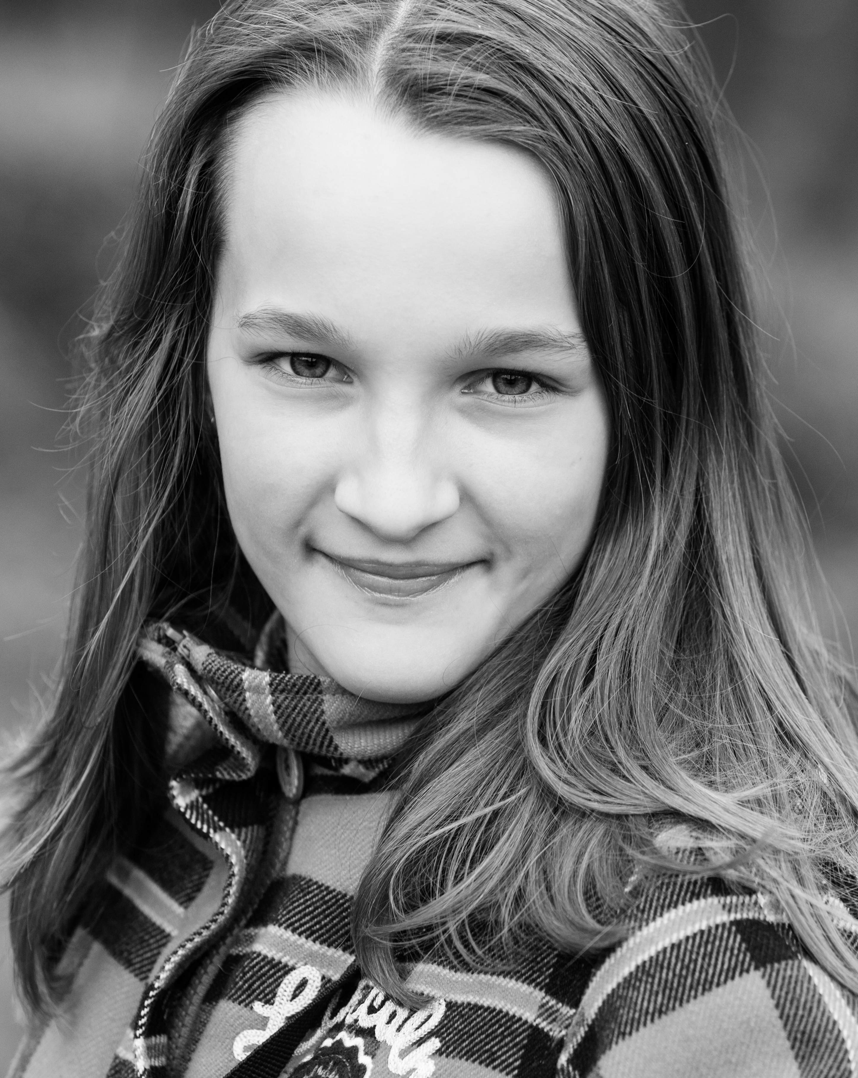 an amazingly beautiful Catholic 12-year-old girl photographed in April 2014, picture 36, black and white