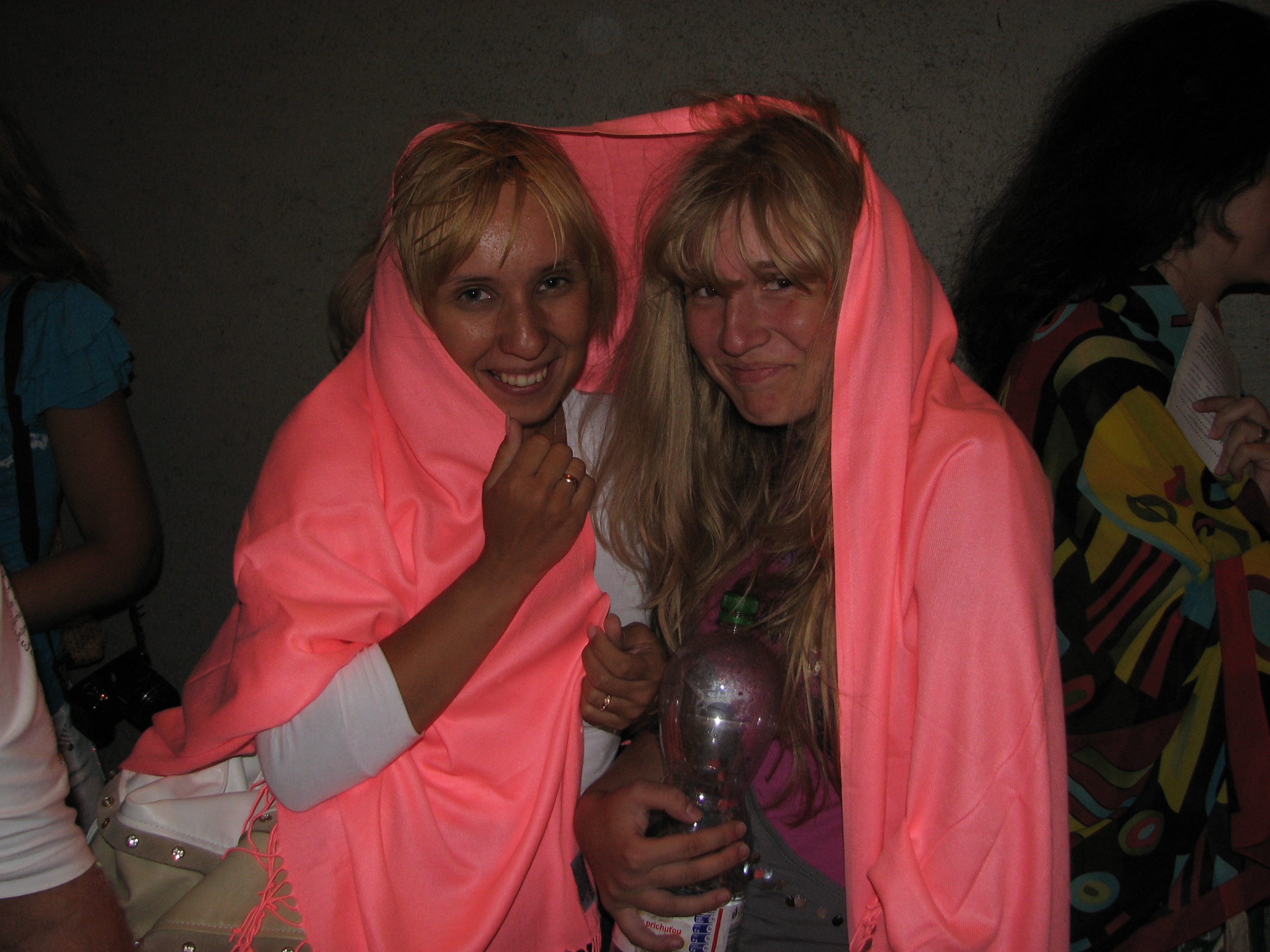 A young woman and a girl hiding from rain in Prague (Praha) city, Czech Republic, European Union, picture 36