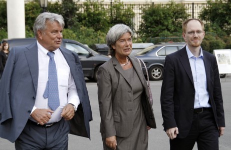 Austrian politicians Hans-Peter Haselsteiner, Heide Schmidt and Alexander Zach at the presentation of the candidates of the Liberal Forum for the Austrian legislative election, 2008 (Vienna)