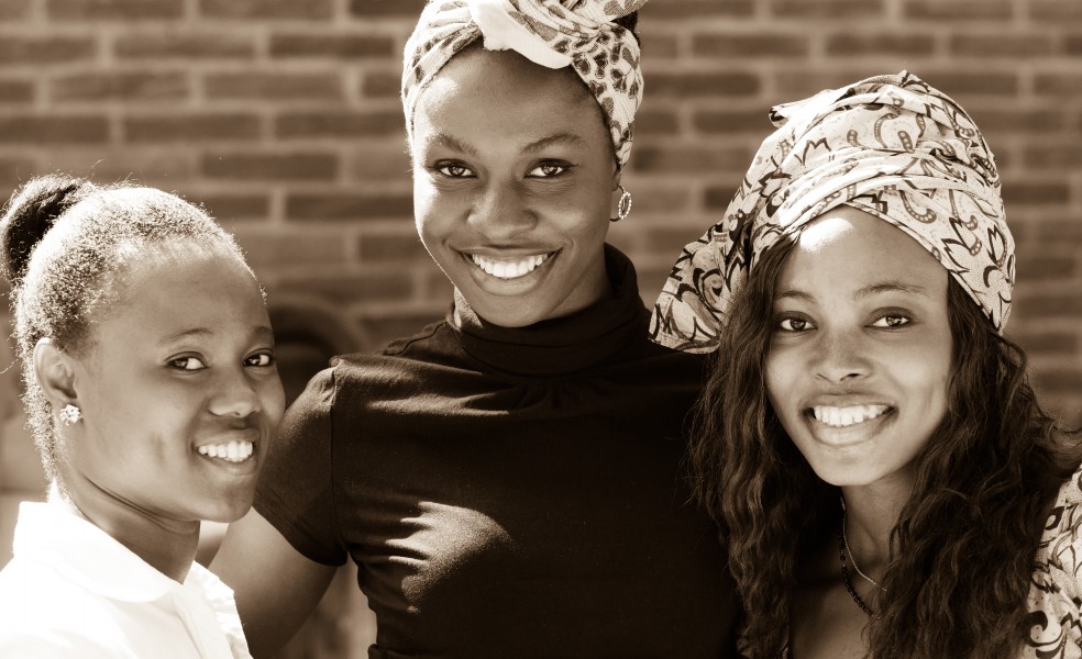 Catholic Nigerian girls photographed in September 2014, picture 5, black and white