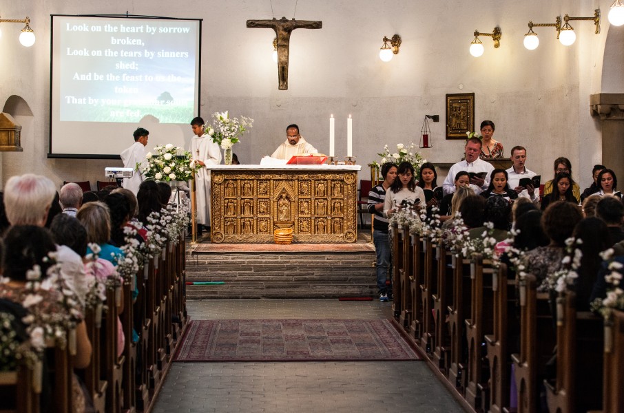 a Mass in Sakramentskirken (a Roman-Catholic church), Copenhagen, Denmark, June 2014, picture 53