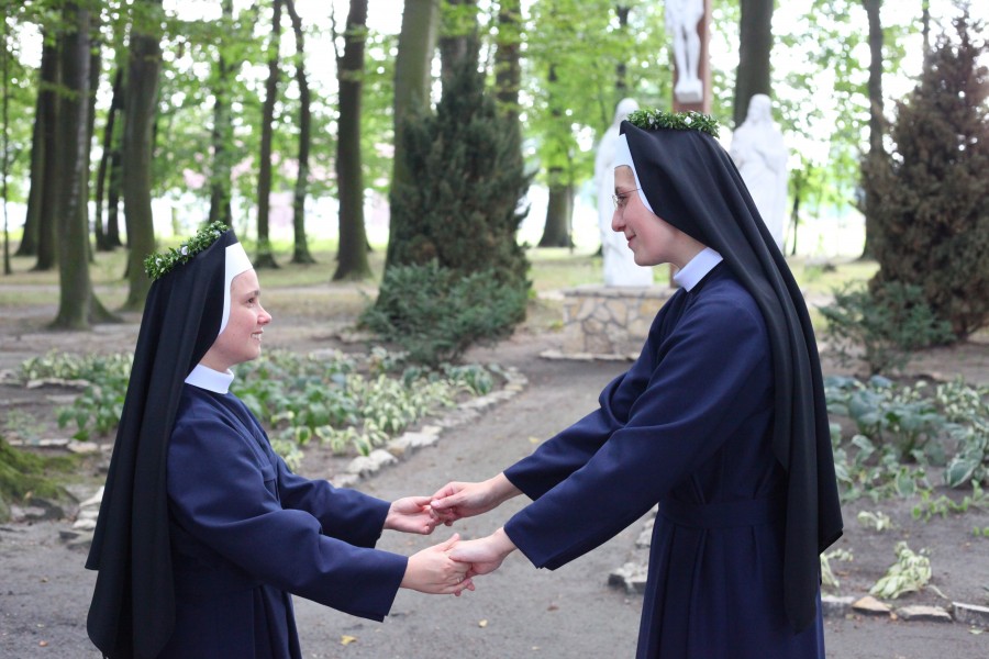 Catholic nuns greeting each other with perpetual wows