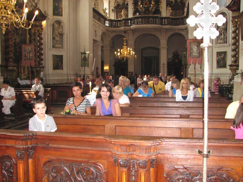 People in a Catholic church in Prague (Praha) city, Czech Republic, European Union, picture 3