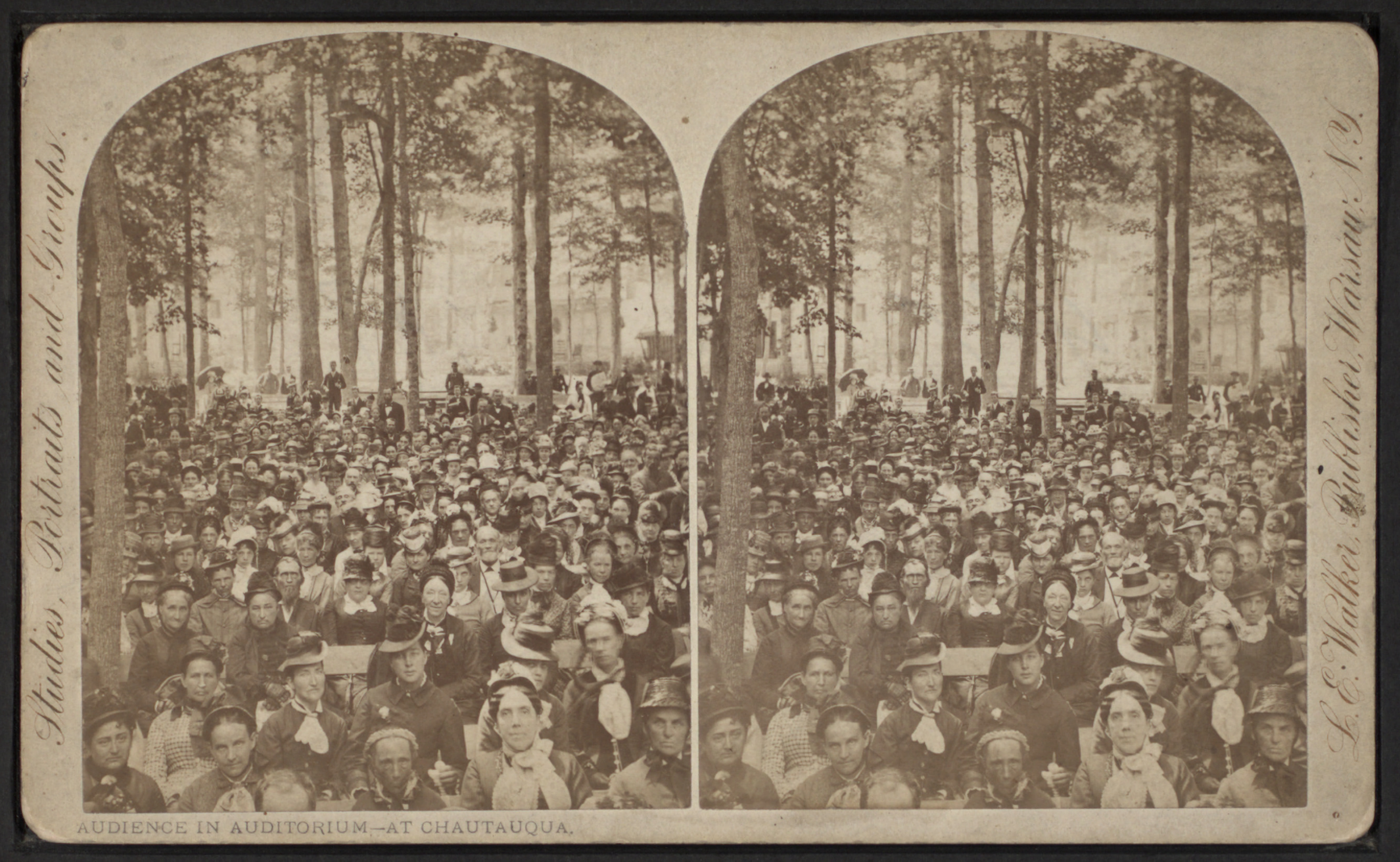 Audience in auditorium, at Chautauqua, by Walker, L. E., 1826-1916