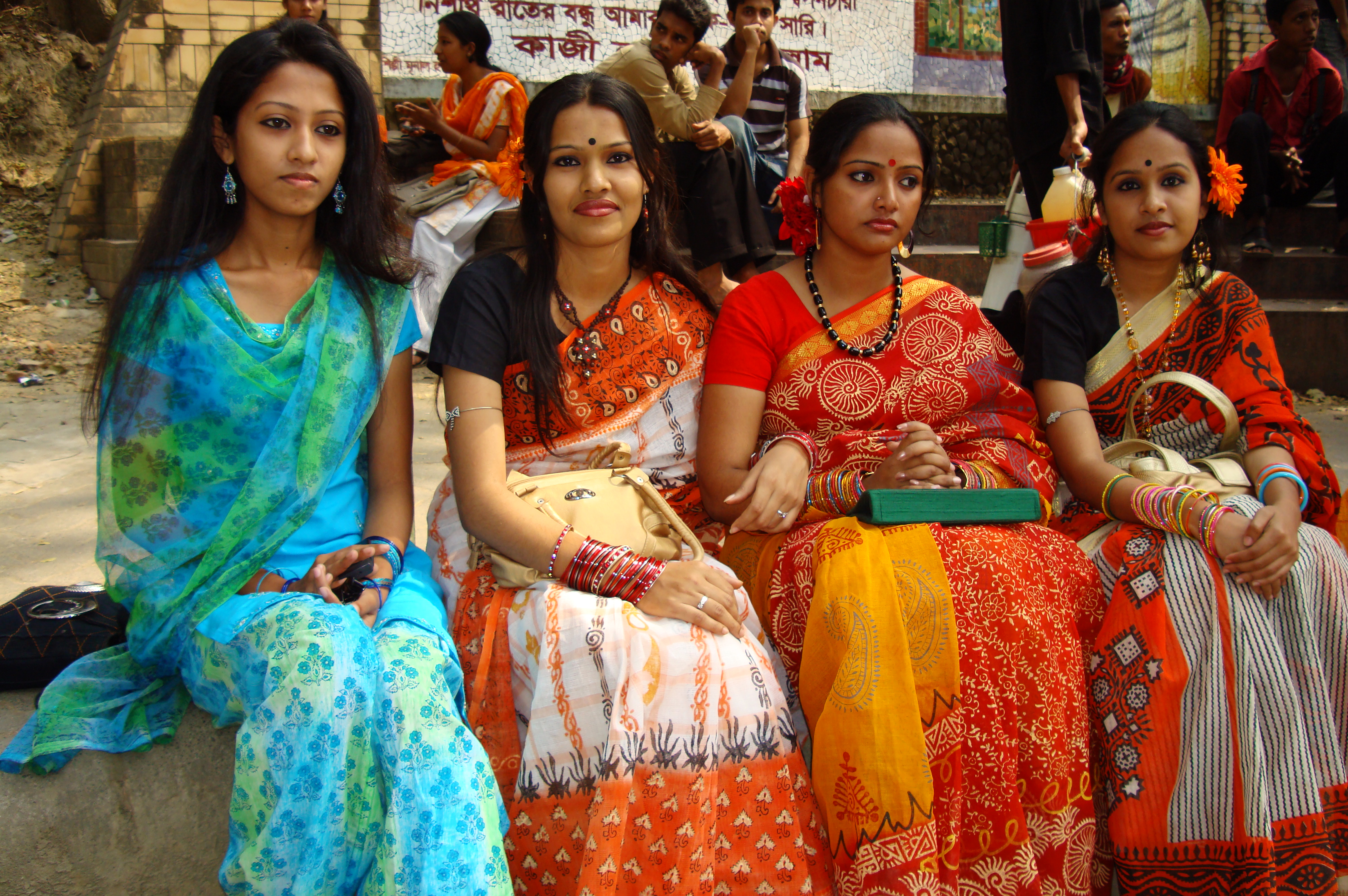 Bangladeshi girls celebrating Pohela Falgun festival at DC Hill (01)