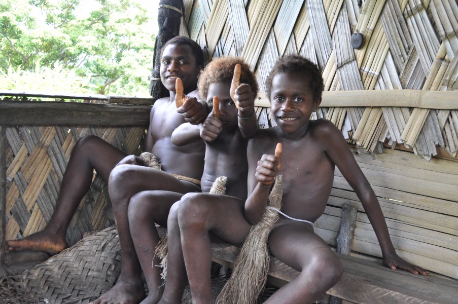 Traditional Villagers, Yakul Village, Tanna Island, Vanuatu - Three Boys