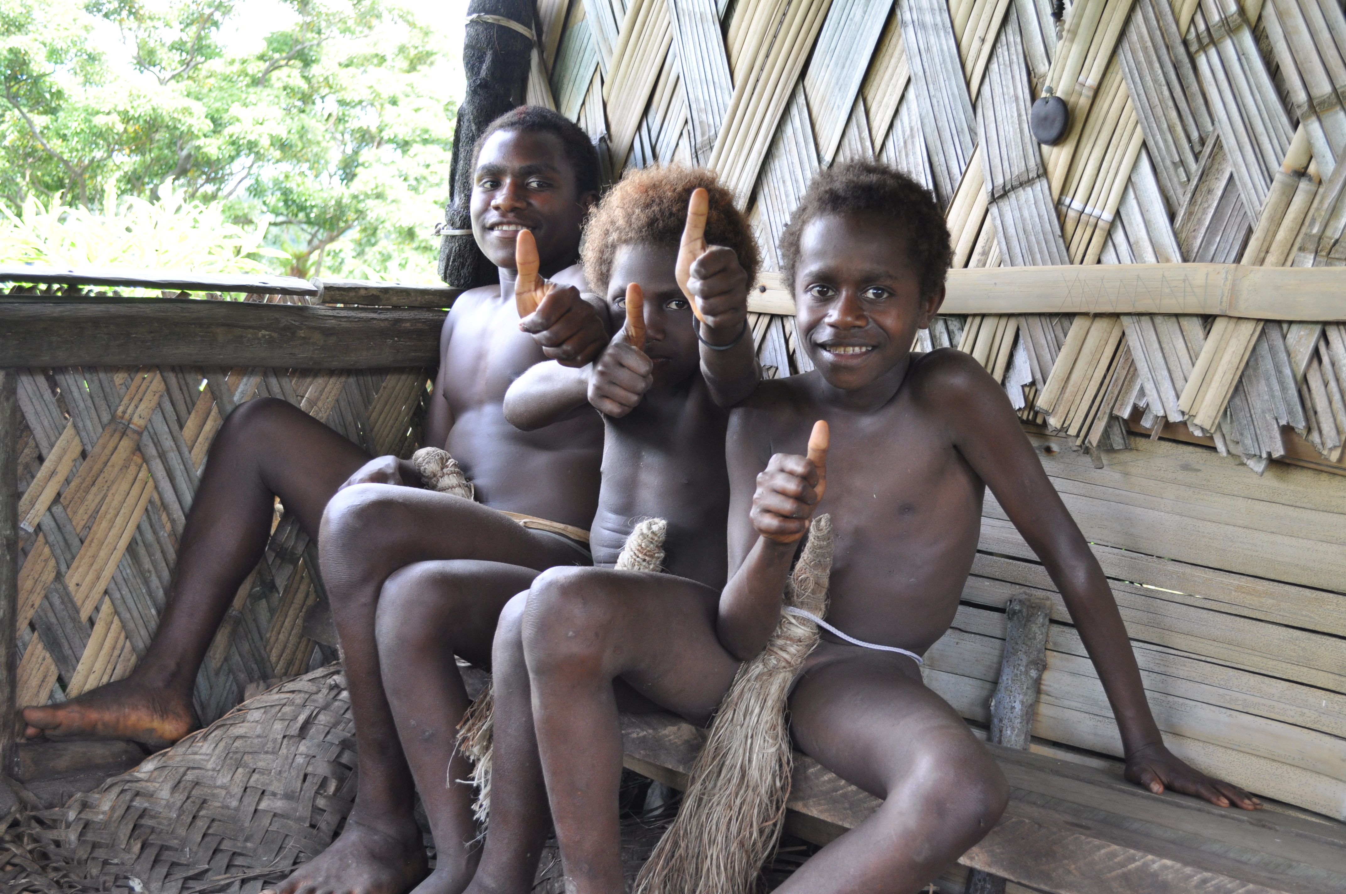 Traditional Villagers, Yakul Village, Tanna Island, Vanuatu - Three Boys
