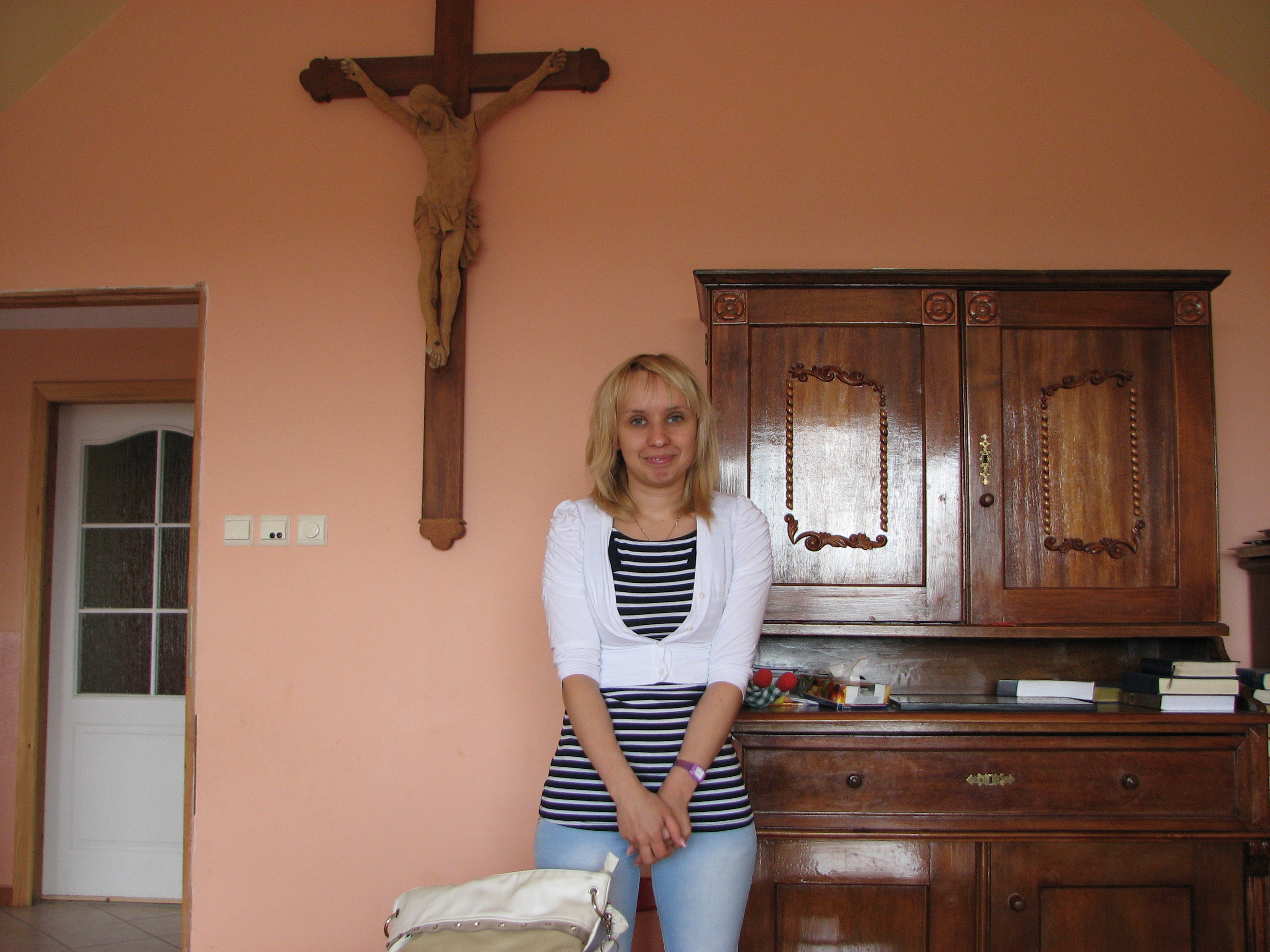 A Catholic married woman in a Church's room