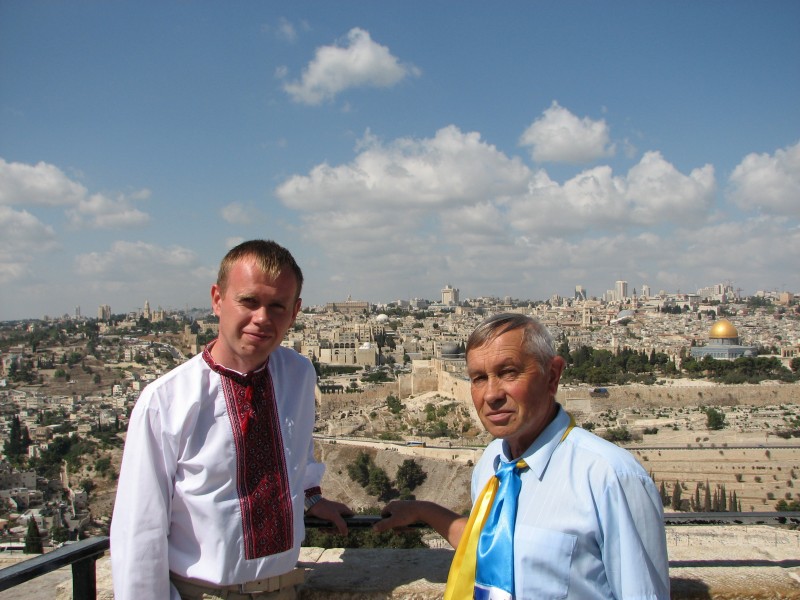 Christian pilgrim men in Jerusalem, Israel, 2011, photo 36