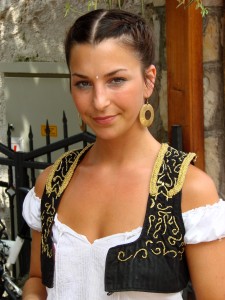 A waitress in the Old City of Mostar, Bosnia and Herzegovina. July 2007.