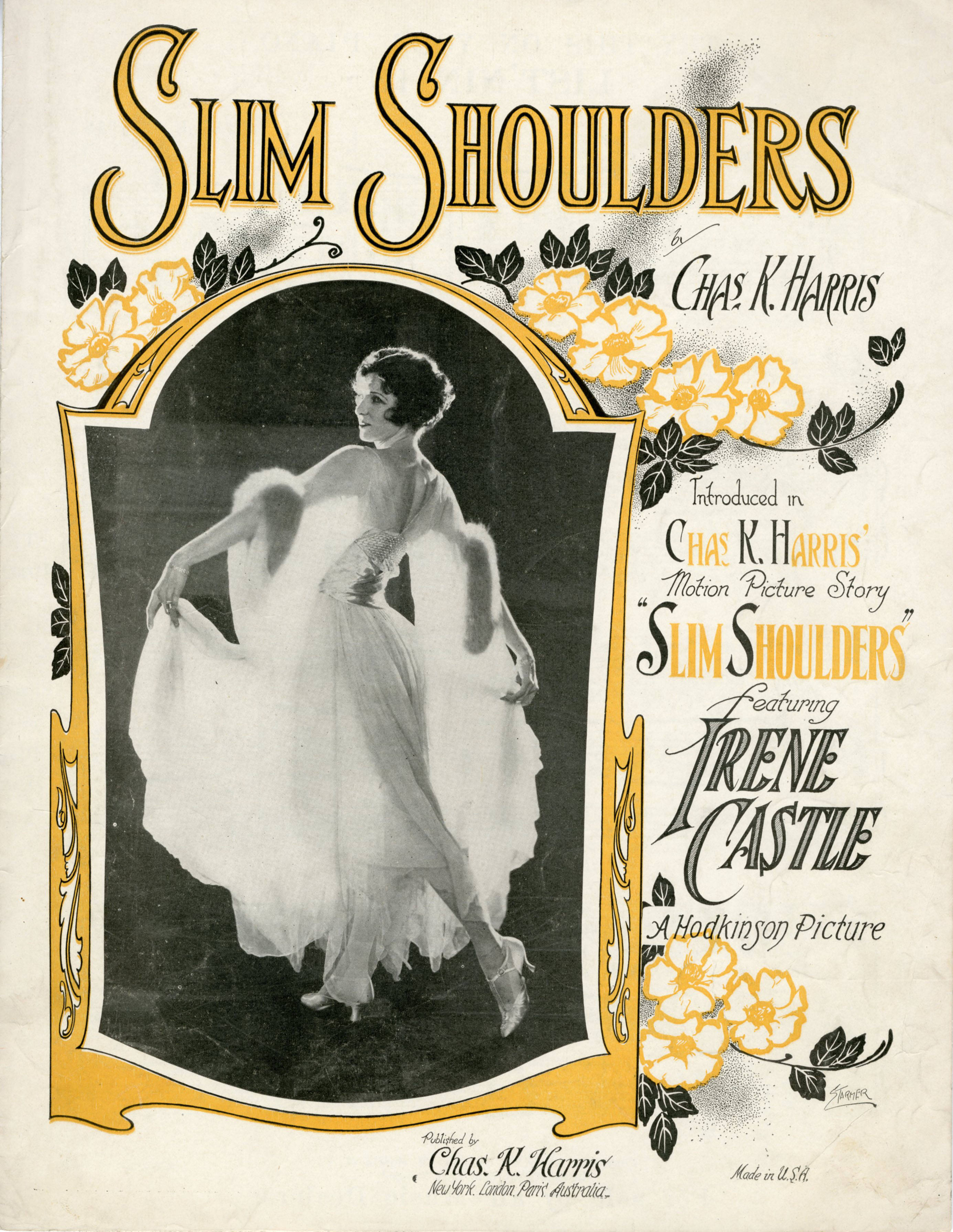 Sheet music cover - SLIM SHOULDERS (1922)