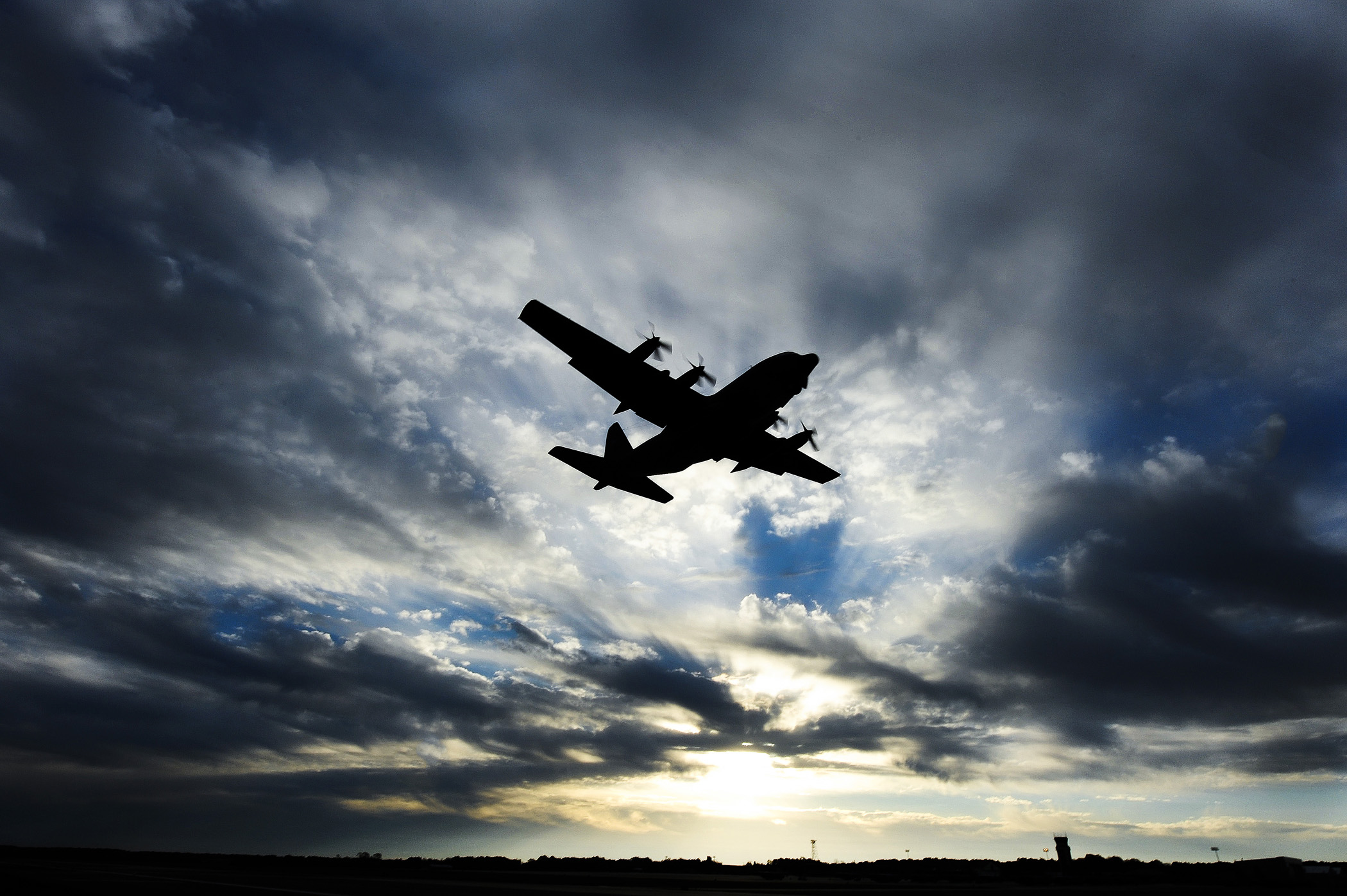 A U.S. Air Force C-130 Hercules takes off from Little Rock Air Force Base 121114-F-YU668-976