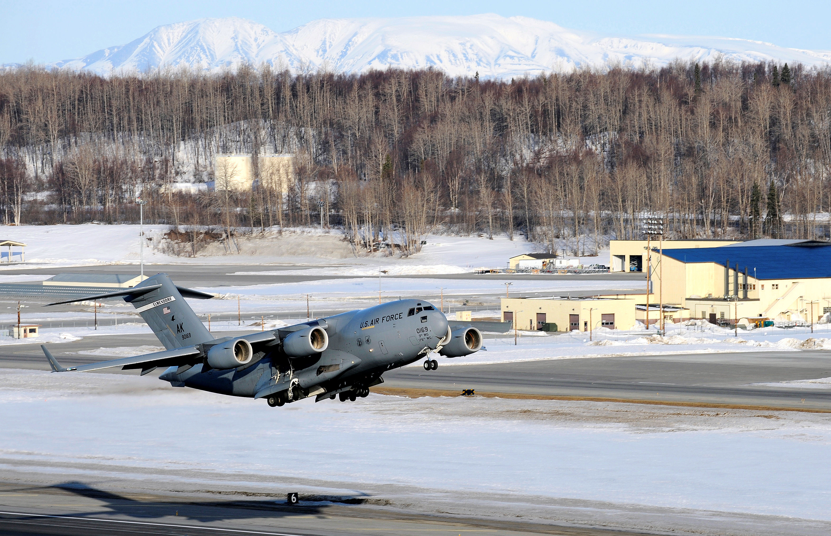 C-17 Globemaster III takes off from Elmendorf Air Force Base