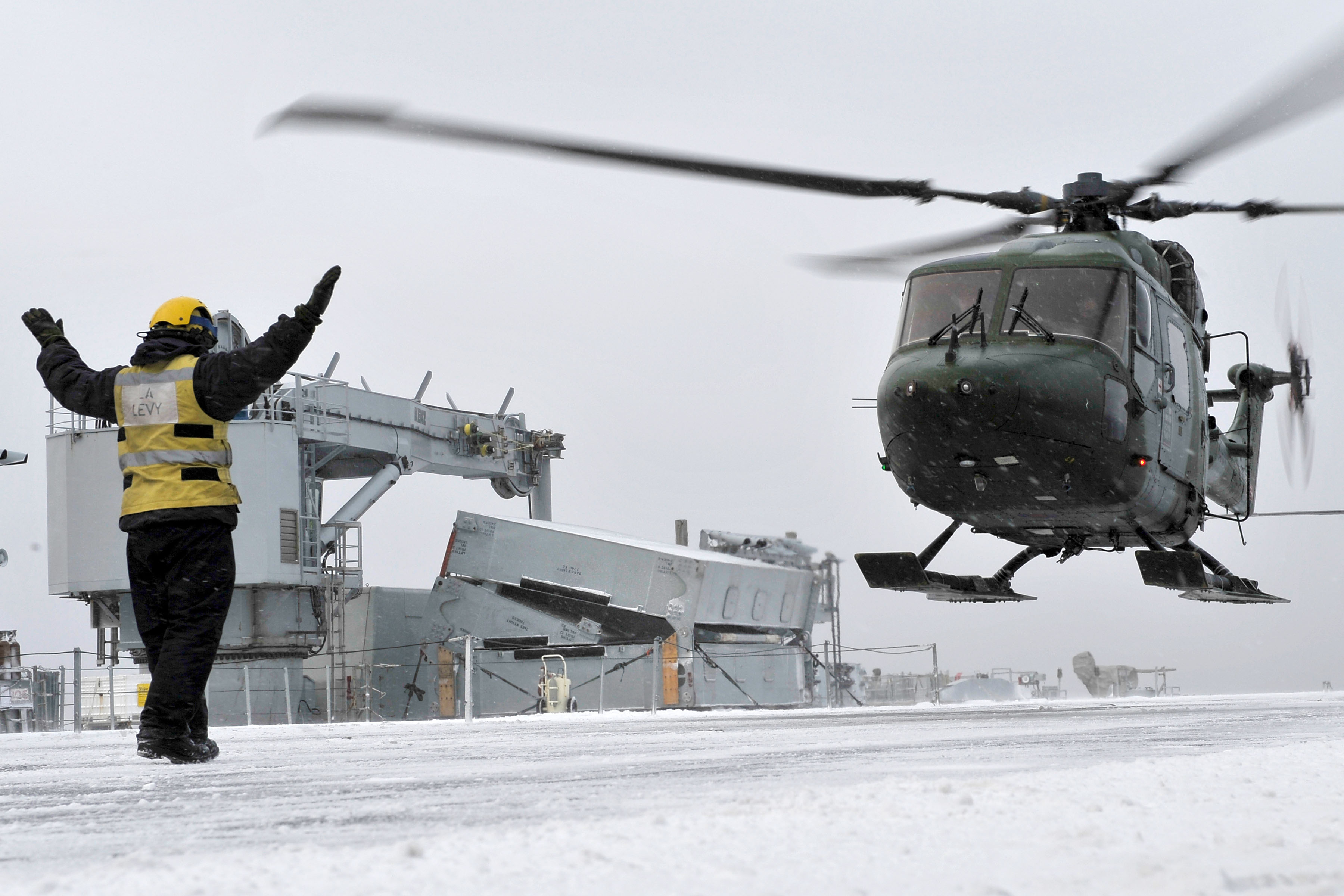 Lynx Helicopter Lands on HMS Ocean During Ex Cold Response in Norway MOD 45151155