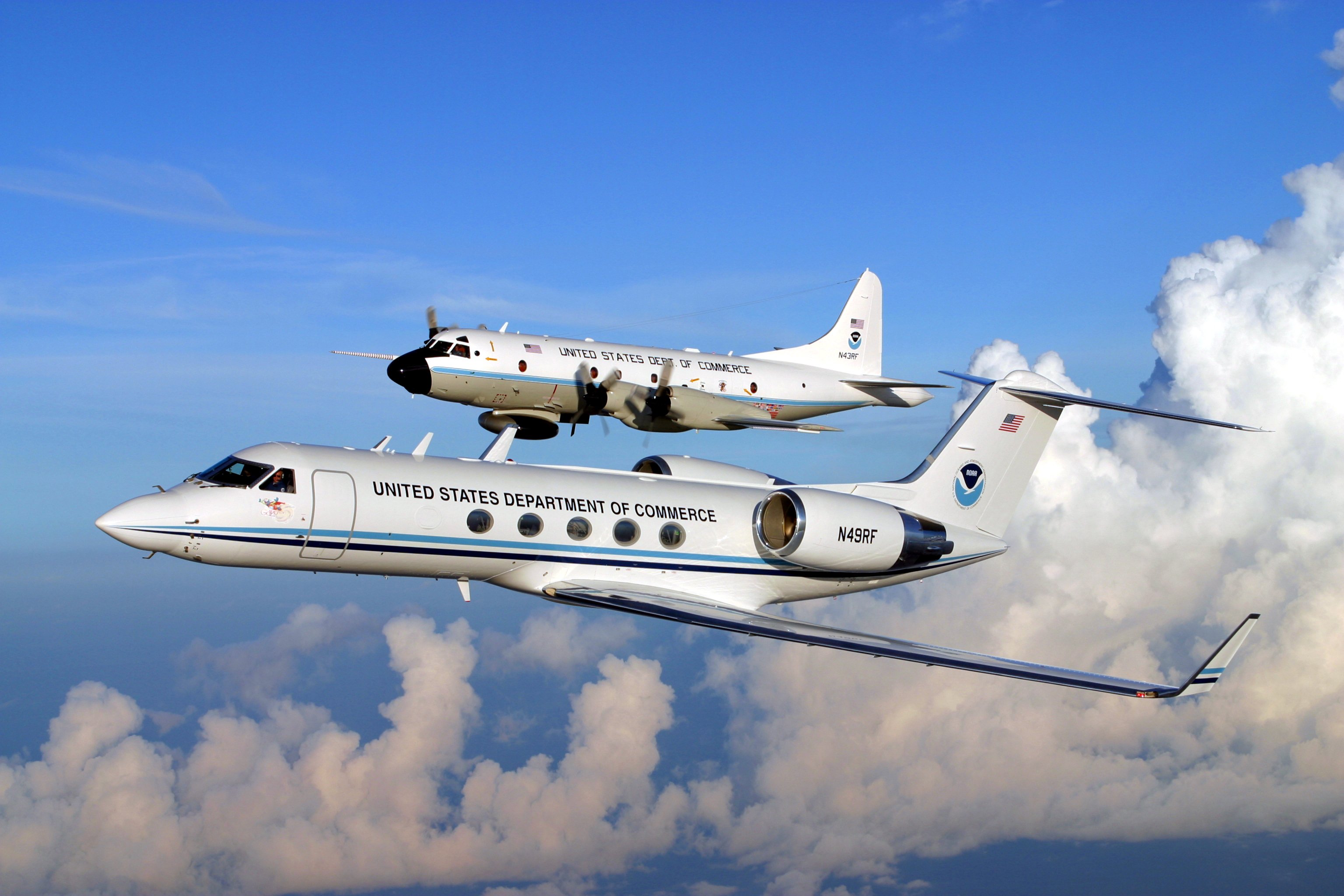 NOAA Gulfstream IV (N49RF) and WP-3 Hurricane Hunter (N34RF)