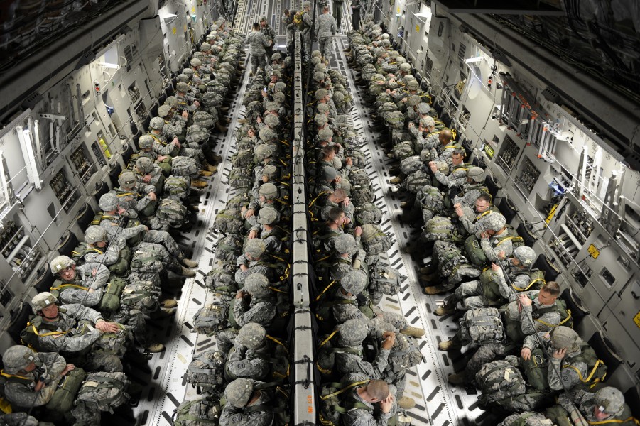82nd Airborne paratroopers in a C-17
