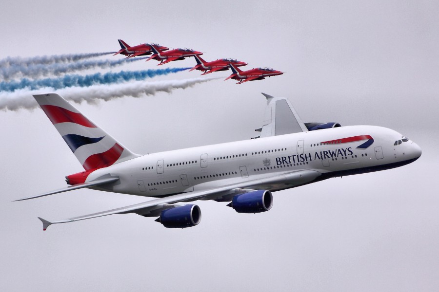 A380 & Red Arrows - RIAT 2013