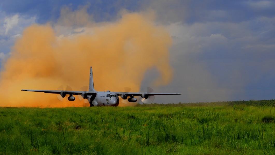 A C-130 Hercules aircraft takes off during Joint Operational Access Exercise (JOAX) 12-2 at Fort Bragg, N.C., June 5, 2012 120605-F-JP934-140
