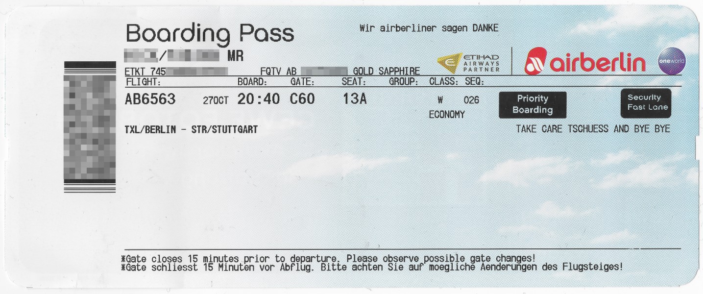 Air Berlin boarding pass