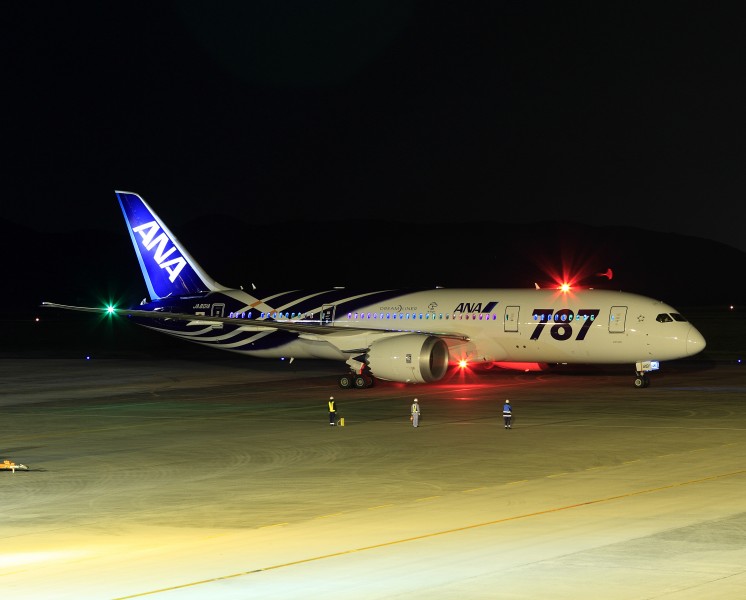 All Nippon Airways Boeing 787-8 Dreamliner JA801A OKJ Night