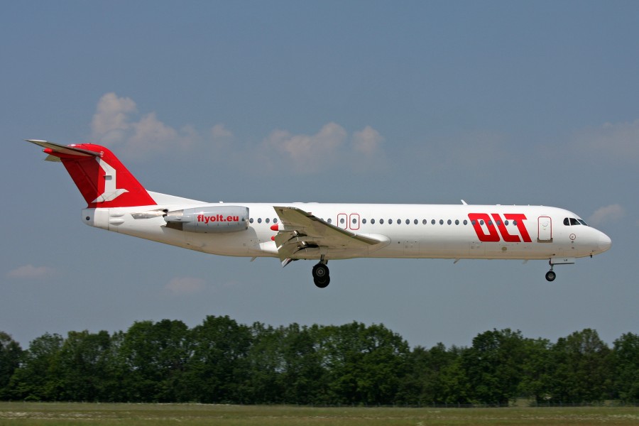 OLT Fokker F100 landing at Hanover Airport