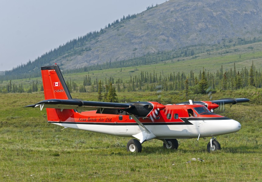 Twin Otter beginning takeoff from airstrip near Margaret Lake, Ivvavik National Park