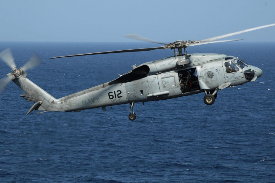 US Navy 091111-N-3038W-082 An SH-60F Sea Hawk prepares to land aboard the aircraft carrier USS Nimitz (CVN 68)