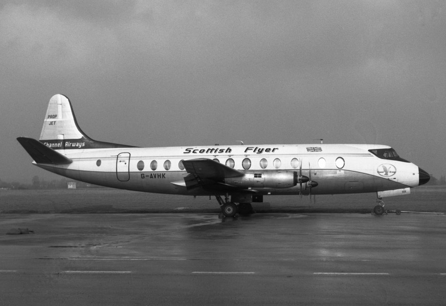 Vickers Viscount 812 G-AVHK, Channel AW - Scottish Flyer, Southend, UK, 28 Feb 1969 (9400857113)