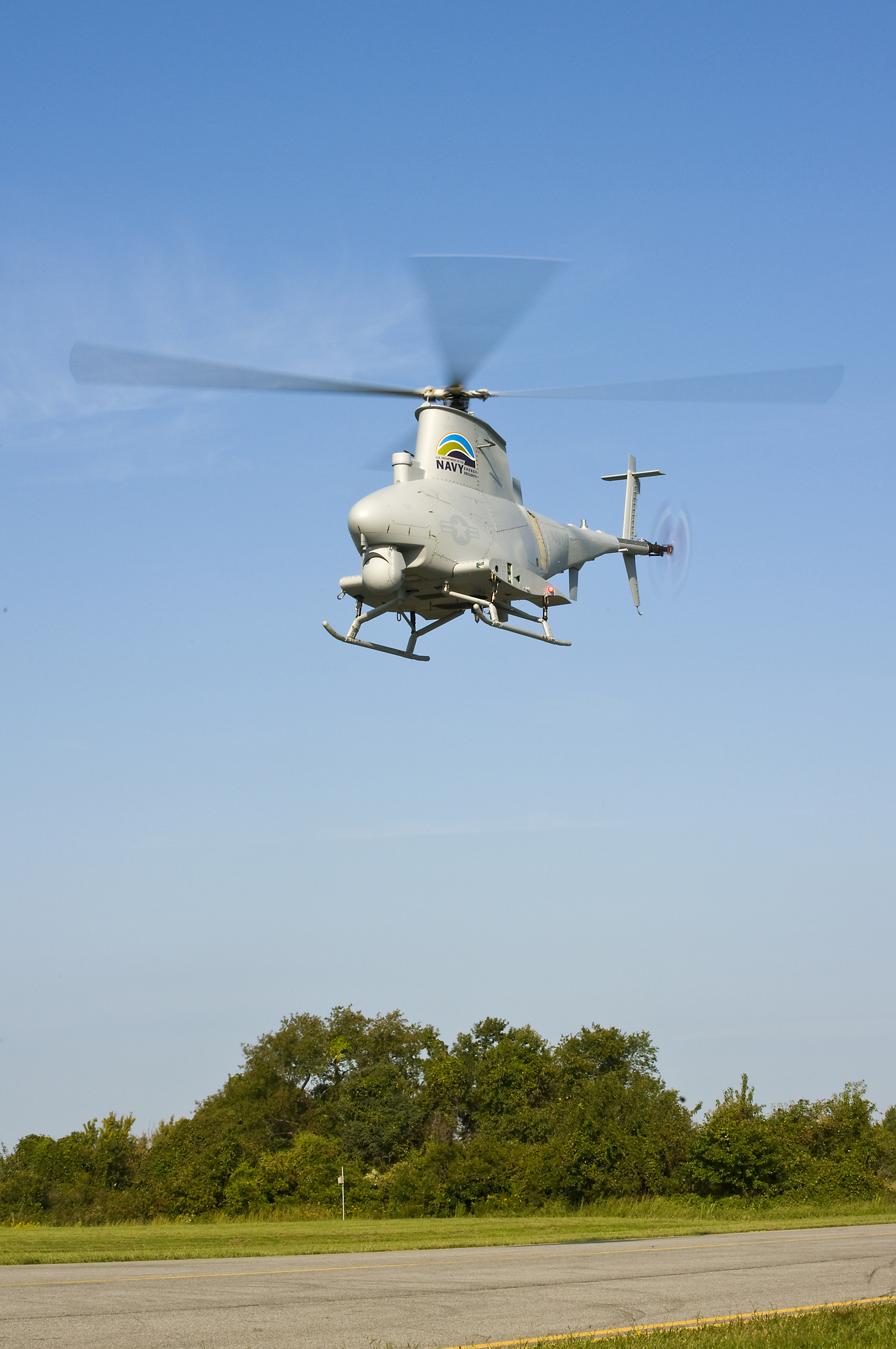 US Navy 110930-N-JQ696-401 An MQ-8B Fire Scout unmanned aerial vehicle (UAV) successfully completes the first unmanned biofuel flight at Webster Fi