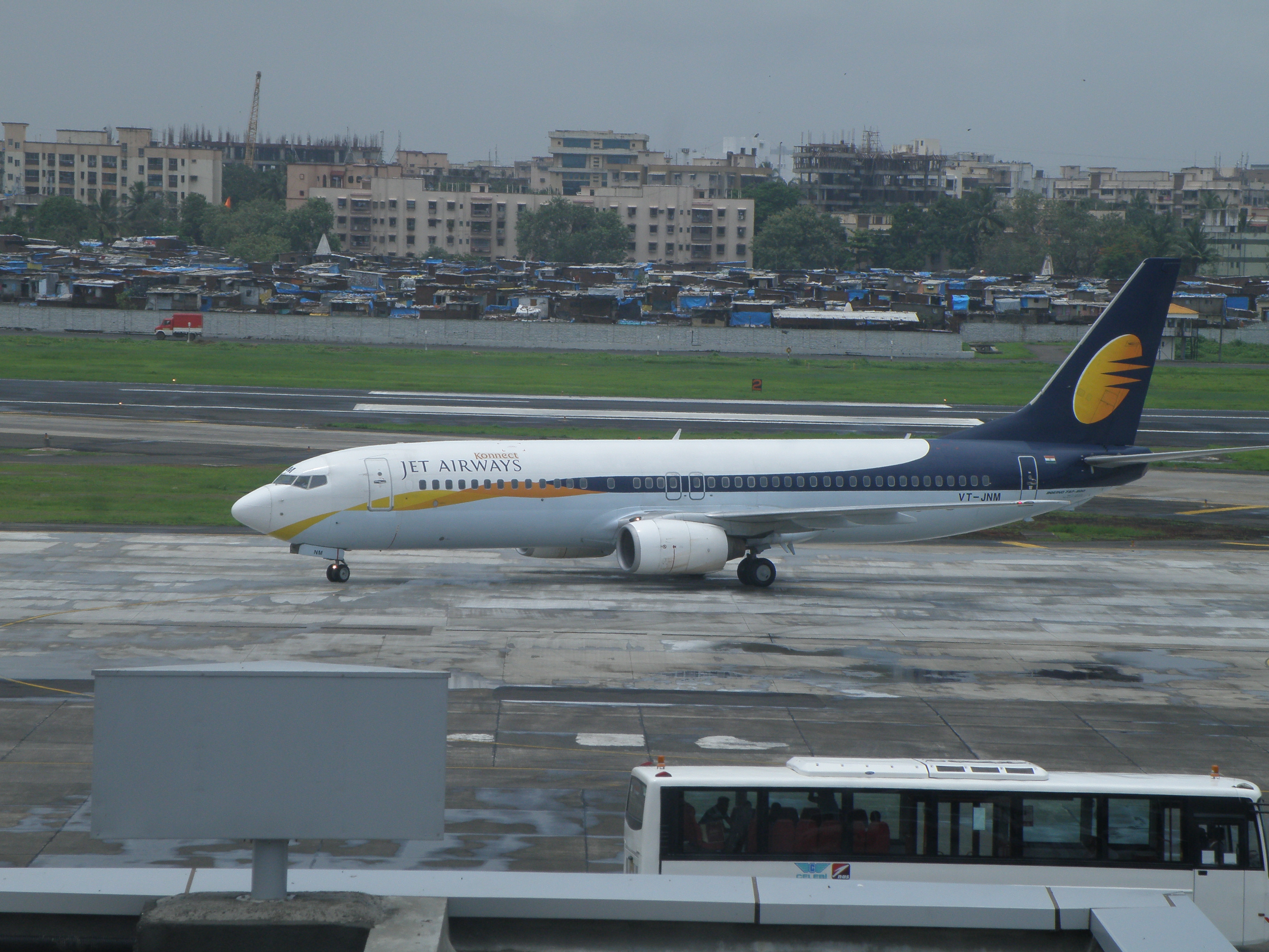 Jet Konnect aircraft in front of terminal 1C at Mumbai airport