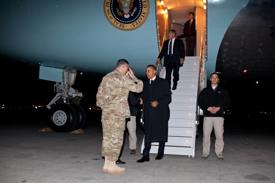 Barack Obama arrives at Bagram Airfield 2012