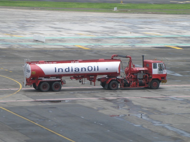 IndianOil tanker in front of terminal 1C at Mumbai airport