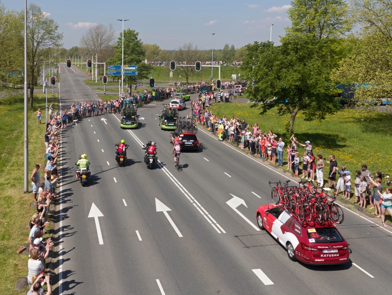 Arnhem Gelredome-traverse, Tom Dumoulin in het rose Giro d'Italia 2e etappe IMG 0150 2016-05-07 12.32