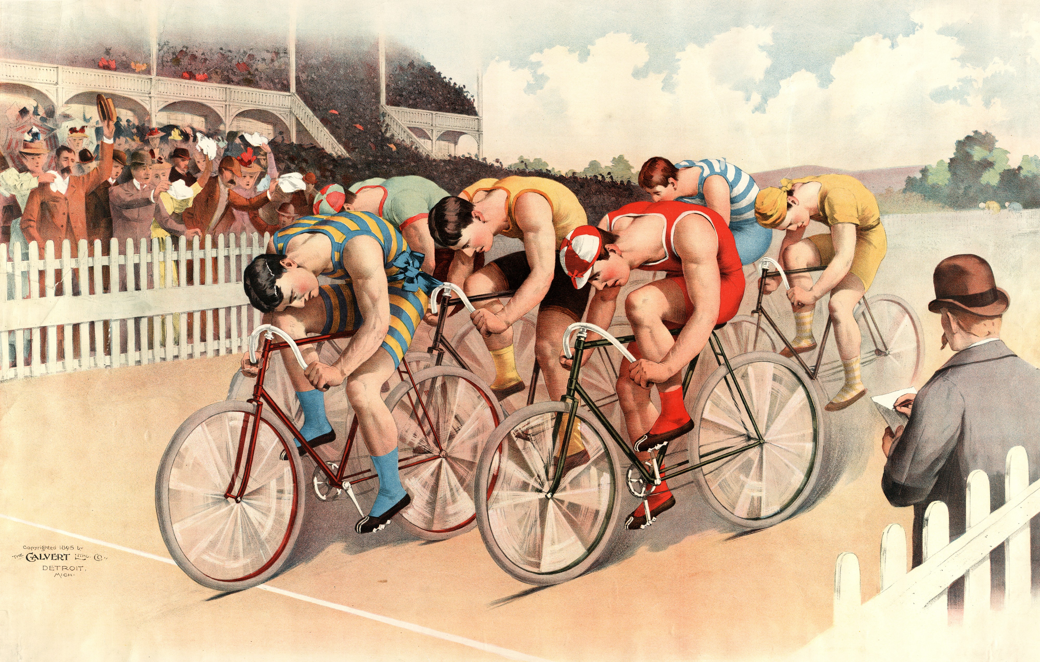 Bicycle race scene, 1895