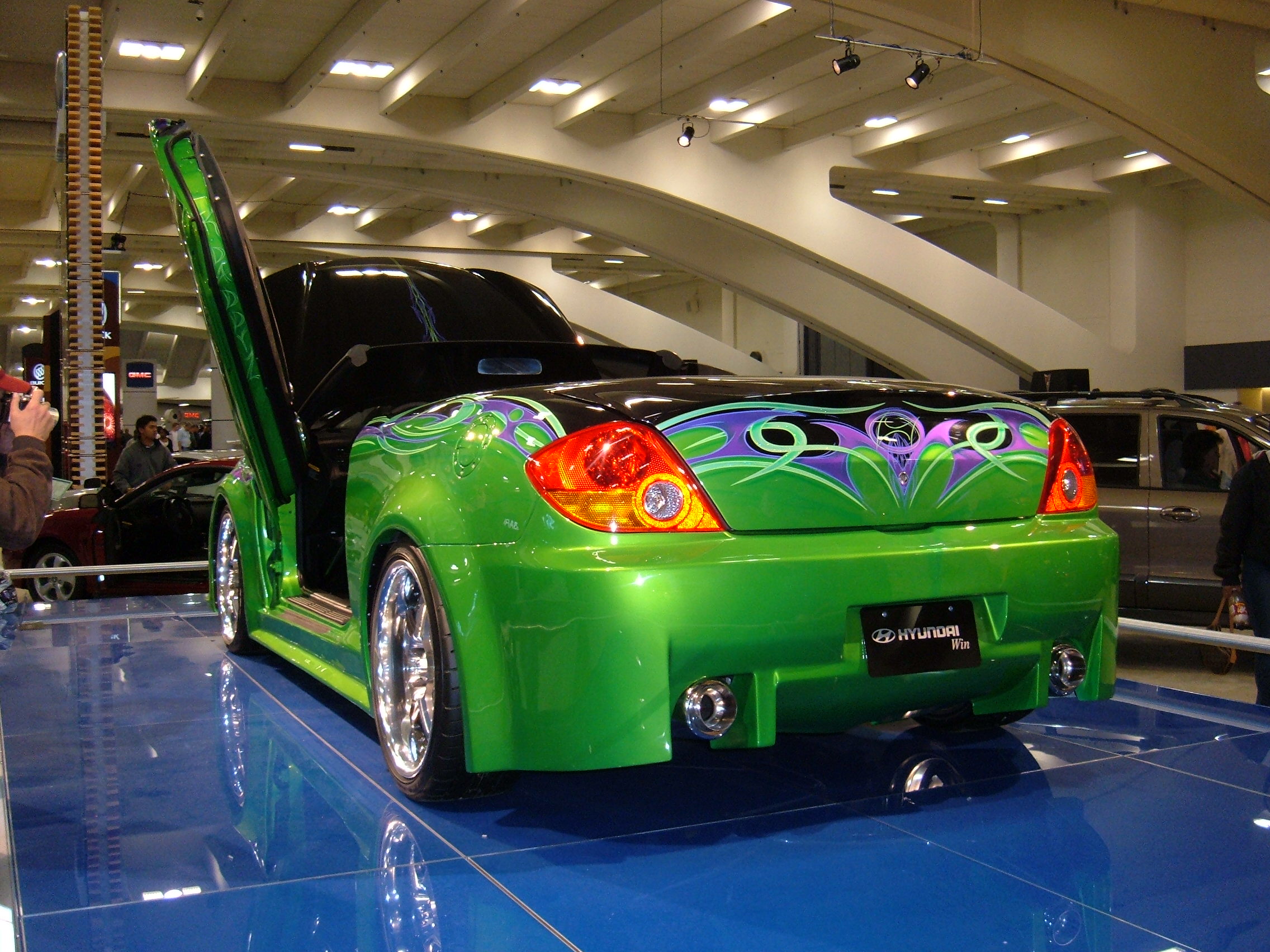 2005 customized green Hyundai Tiburon rear