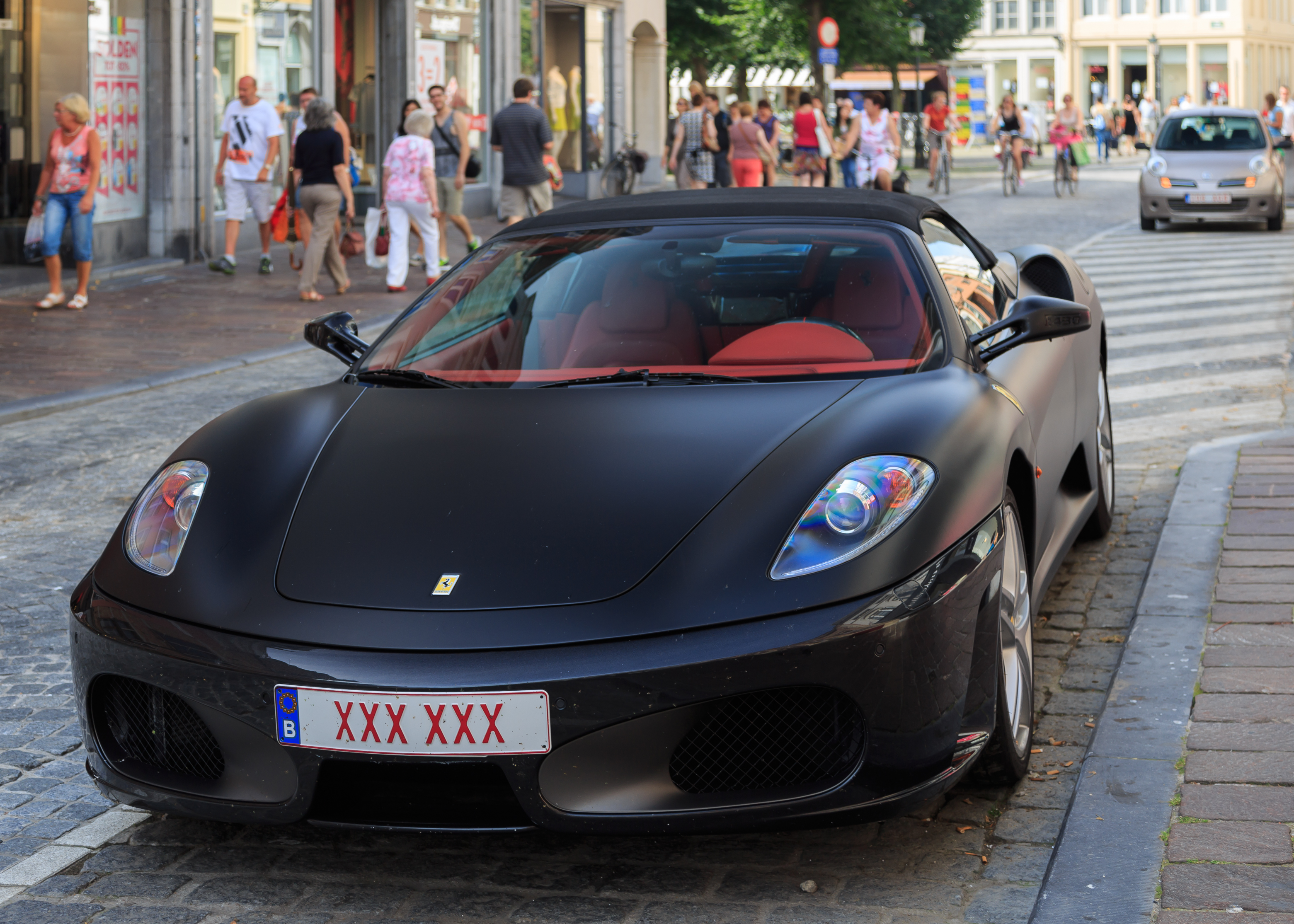 Bruges Belgium Ferrari-with-special-car-plate-XXXXXX-01
