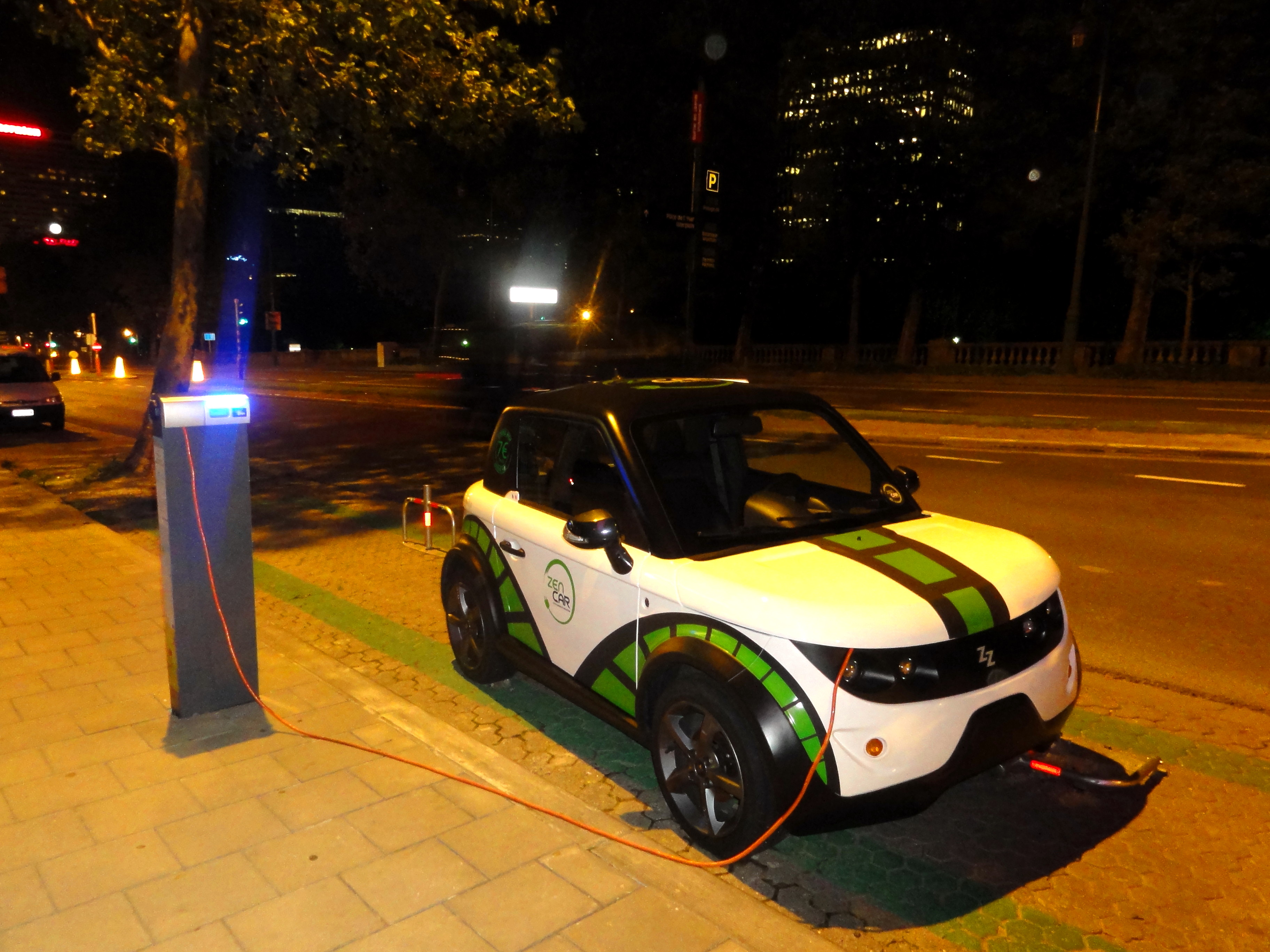 an electric car in Brussels - the capital of Belgium and the de facto capital of the European Union